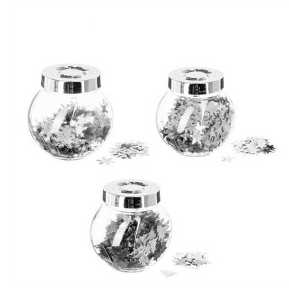 Alpha 55 Bocal Argenté Bocal confettis brillants argent – Décoration festive chic