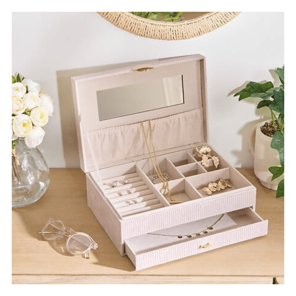 Alpha 55 Boîte à Bijoux 1 Tiroir Enya Beige Élégante