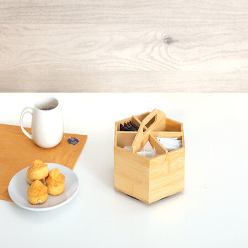 Alpha 55 Boîte à thé rotative en bambou 6 compartiments