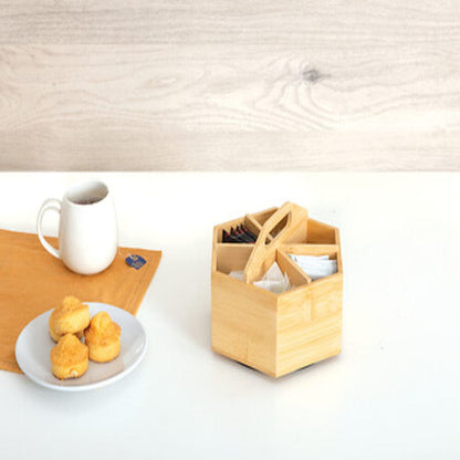 Alpha 55 Boîte à thé rotative en bambou 6 compartiments