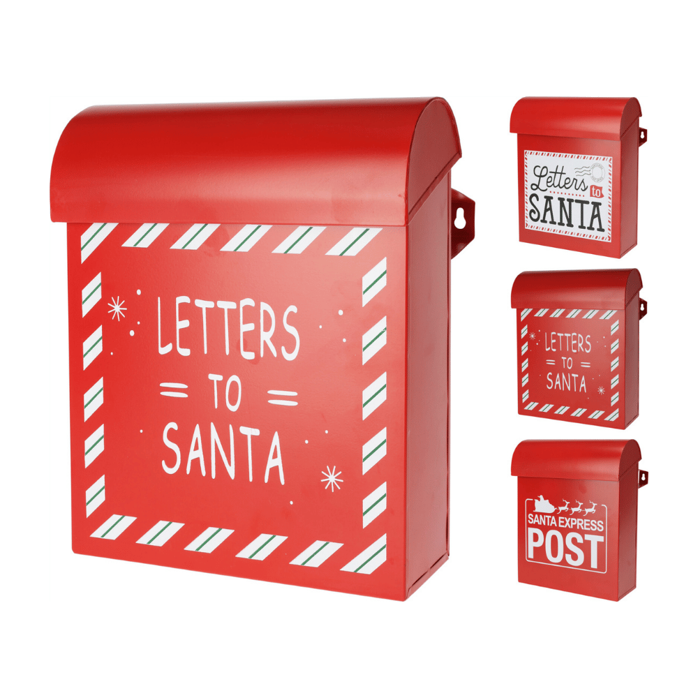 Alpha 55 Boîte aux Lettres en Métal Rouge – Décor Noël