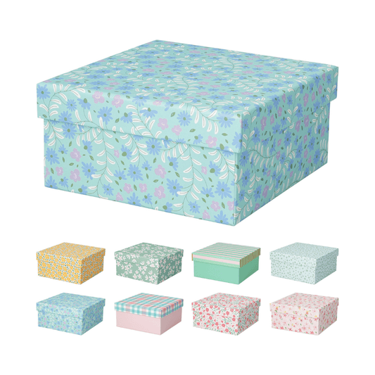 Alpha 55 Boîte cadeau imprimée carreaux floral & rayé