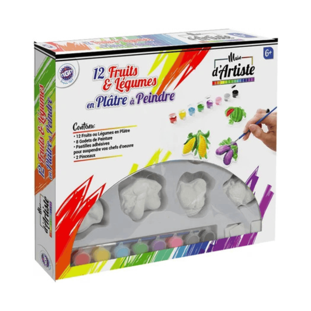 Alpha 55 Boîte Main d’Artiste – 12 Fruits à Peindre en Plâtre +6 Ans