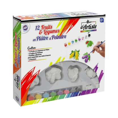 Alpha 55 Boîte Main d’Artiste – 12 Fruits à Peindre en Plâtre +6 Ans