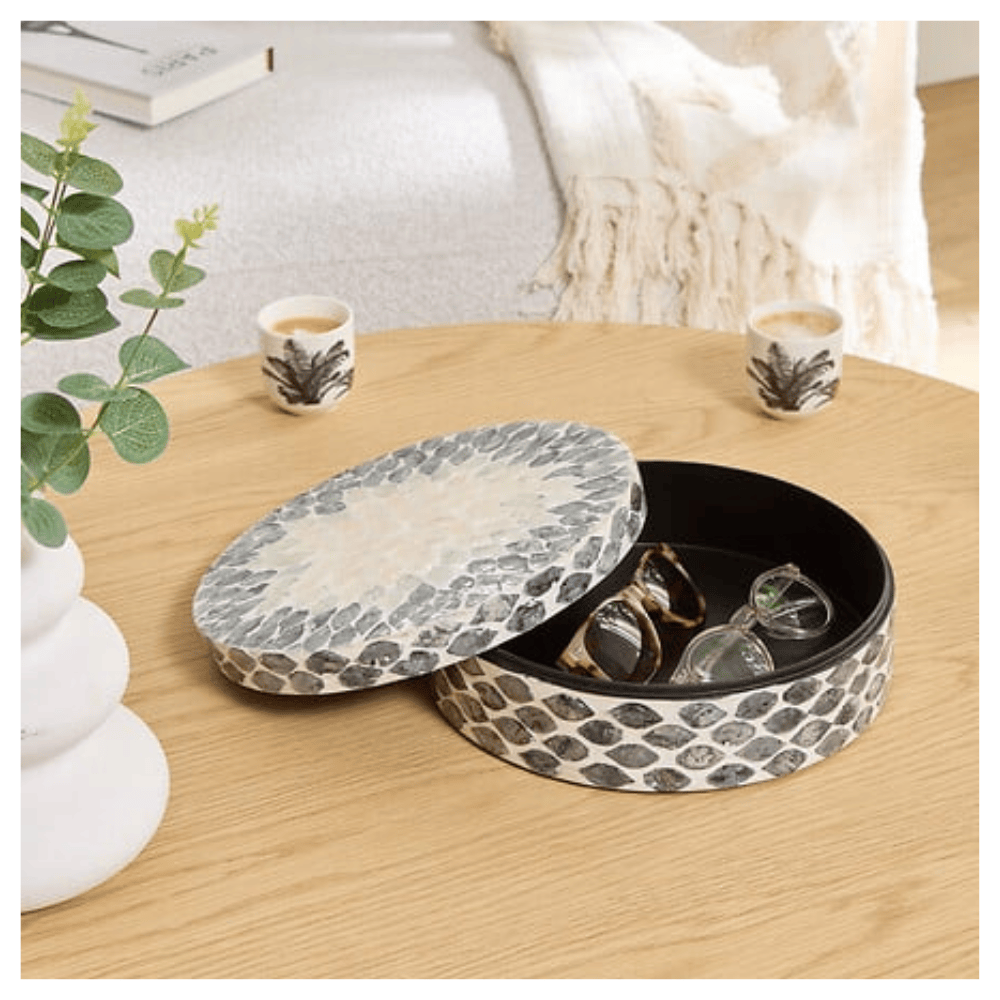 Alpha 55 Boîte Ronde Sheila Ø 25,5 cm en Nacre