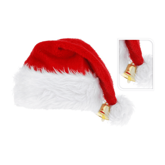 Alpha 55 Bonnet Père Noël peluche avec clochette – Accessoire festif
