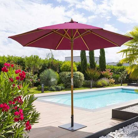 Alpha 55 Bordeaux Parasol droit en toile bordeaux Tinaei Ø 300 cm – sans pied
