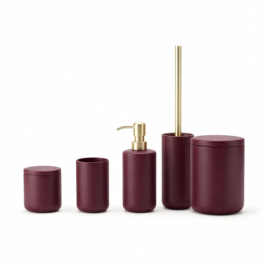 Alpha 55 Bordeaux Set de 6 accessoires avec 3 tapis de salle de bain