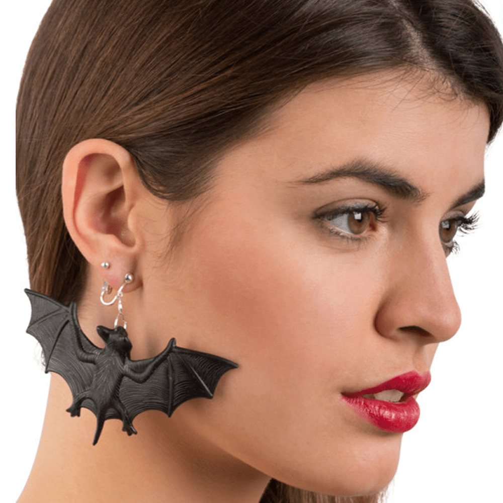 Alpha 55 boucles d'oreilles Noir Boucles d'oreilles chauve-souris noire