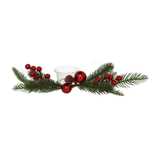 Alpha 55 Bougeoir avec baies & pommes de pin – Déco Noël naturelle