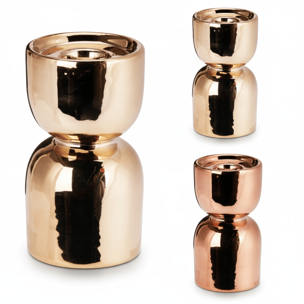 Alpha 55 Bougeoir en céramique or cuivre élégant