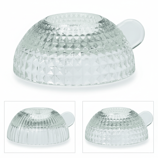 Alpha 55 Bougeoir en verre demi-cercle motif diamant