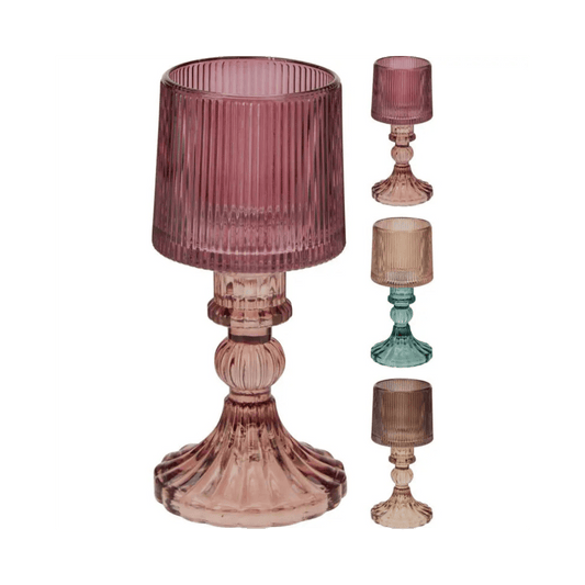 Alpha 55 Bougeoir en verre strié relief élégant