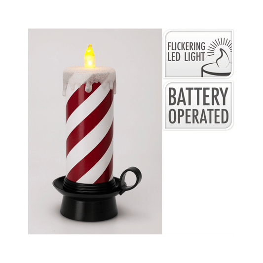 Alpha 55 Bougie LED avec Support Rayé Rouge/Blanc – Déco Noël