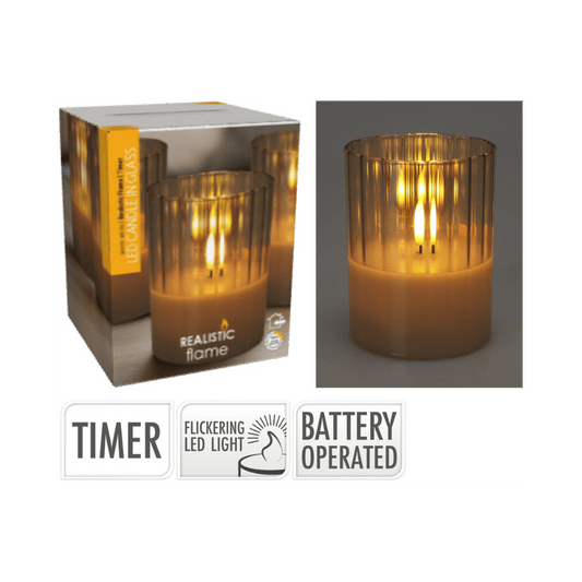 Alpha 55 Bougie LED en verre ambre décorative