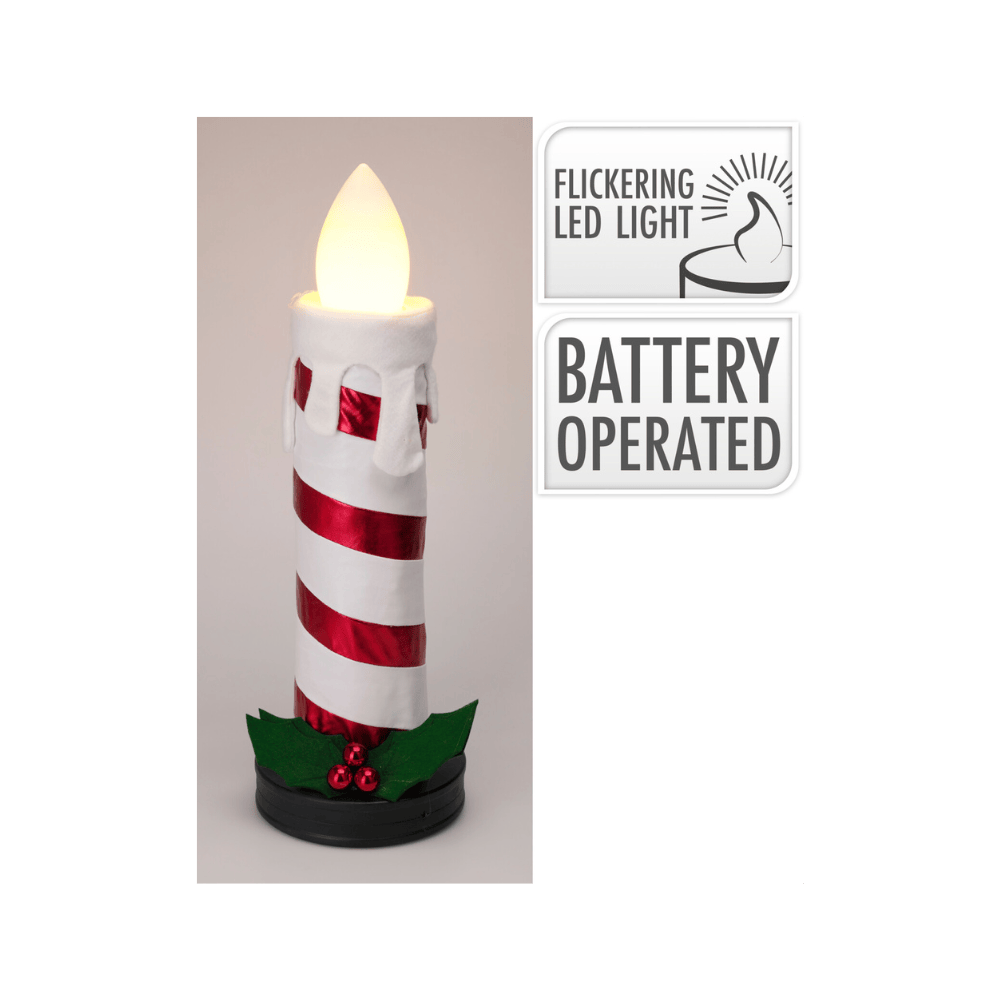 Alpha 55 Bougie LED Rayée Rouge-Blanc – Déco Lumineuse Festive
