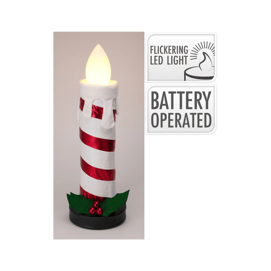 Alpha 55 Bougie LED Rayée Rouge-Blanc – Déco Lumineuse Festive