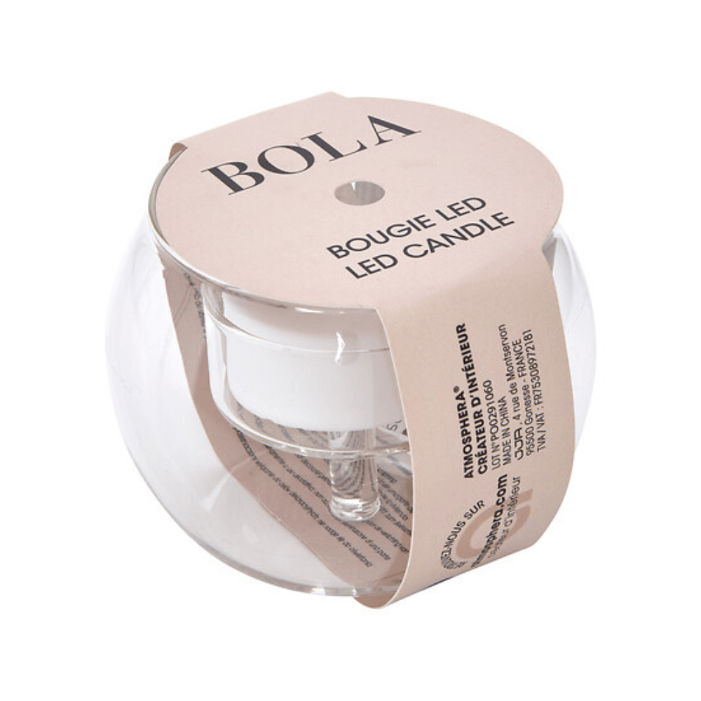 Alpha 55 Bougie LED ronde Bola en verre transparent