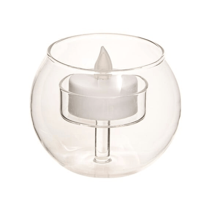 Alpha 55 Bougie LED ronde Bola en verre transparent