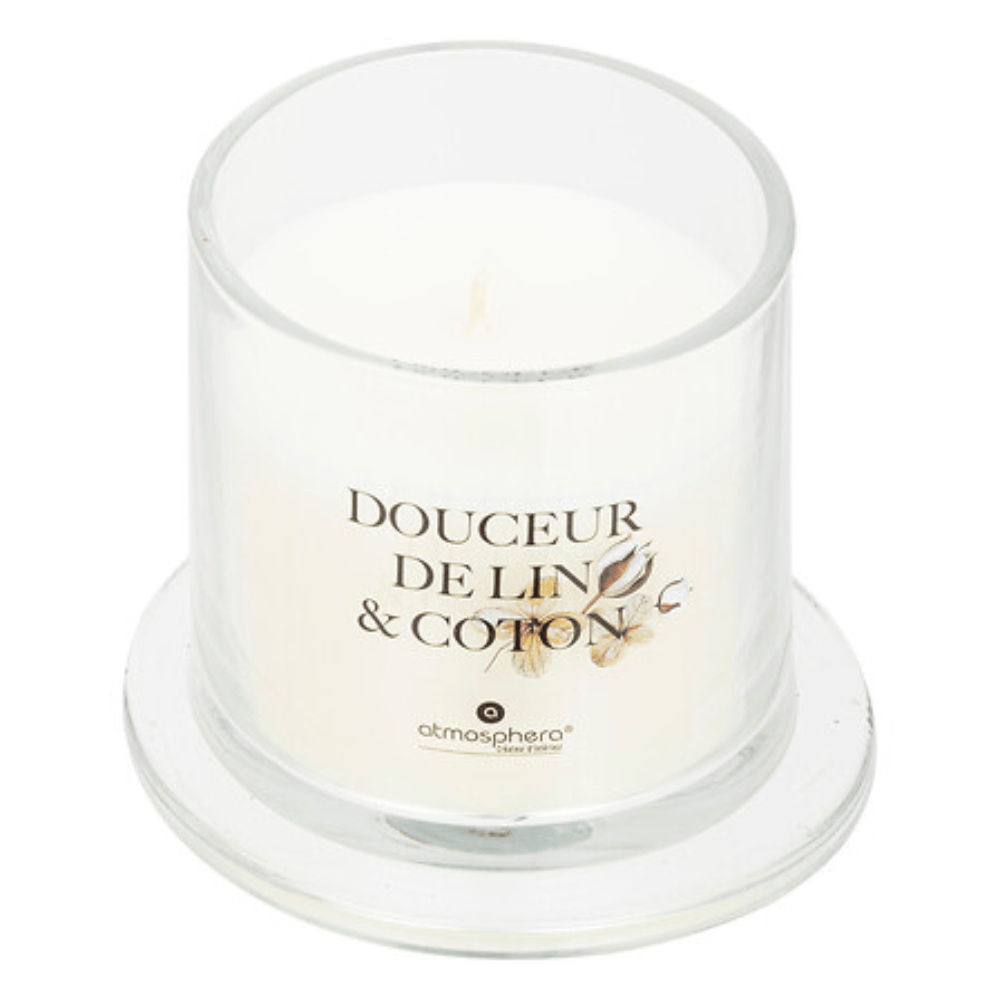 Alpha 55 Bougie Parfumée Oudy Douceur de Lin avec Cloche en Verre
