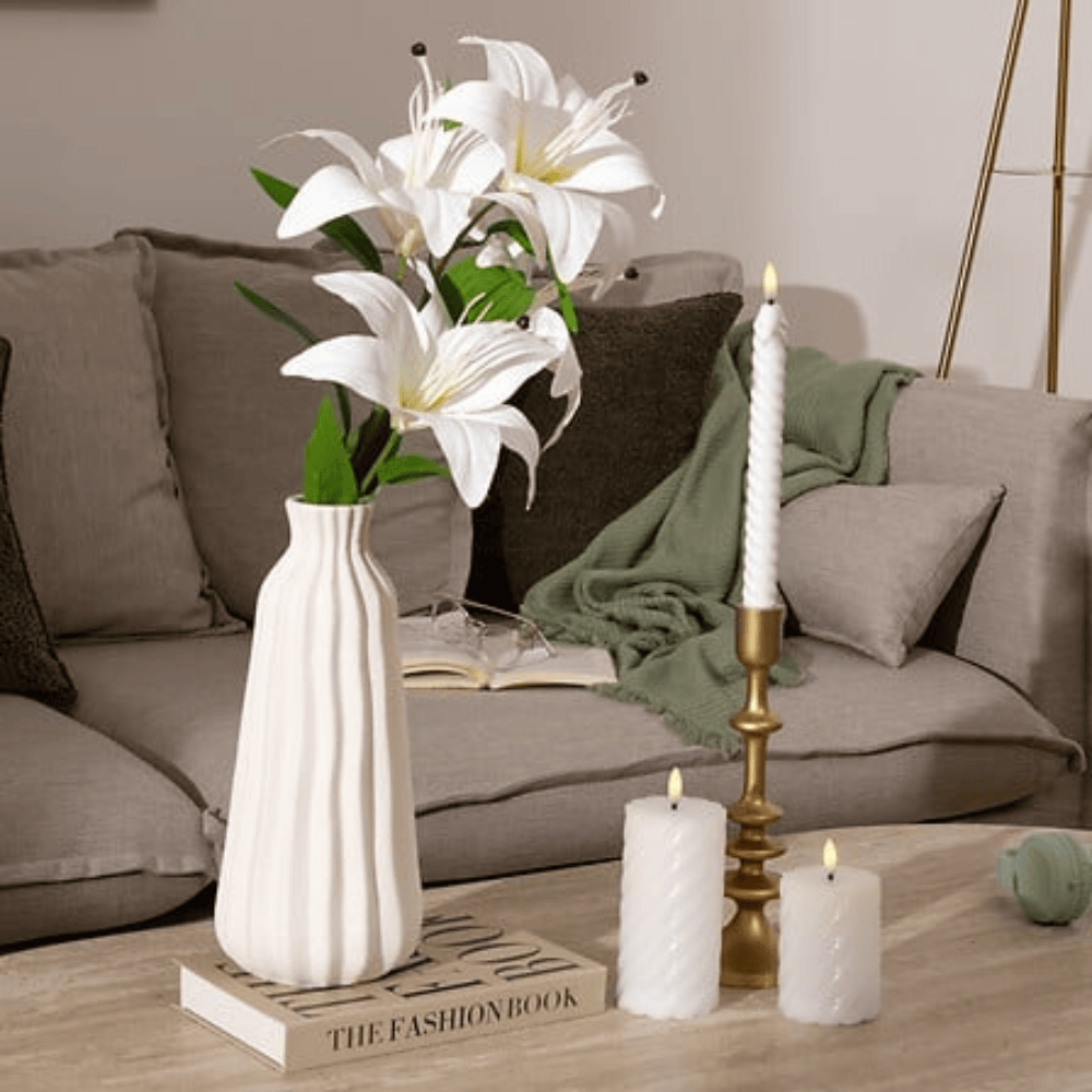 Alpha 55 Bougie Ronde LED Twist Aloe Blanc – Décoration Lumineuse