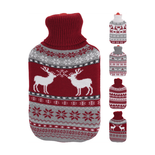 Alpha 55 Bouillotte Bouillotte Nordique 1,75L Housse Tricot Motif Renne