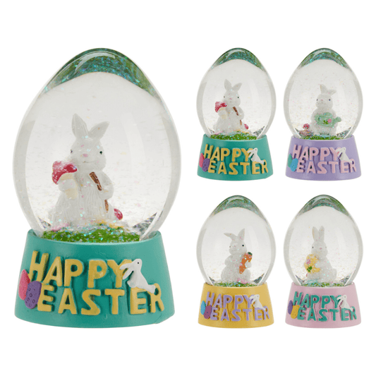 Alpha 55 Boule à neige œuf lapin effet paillettes – Déco