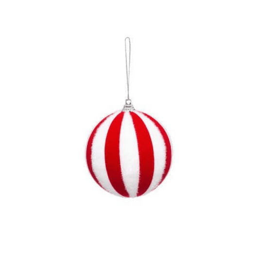 Alpha 55 Boule de Noël rayée rouge et blanche – Décoration festive