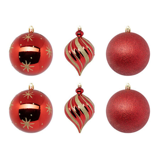 Alpha 55 Boule Rouge Lot de 6 boules rouge et or 10 cm – Déco Noël Alpha55