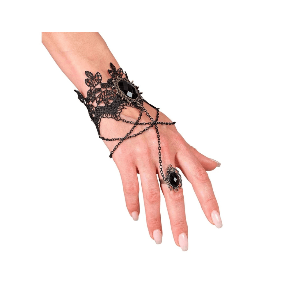 Alpha 55 Bracelet Dentelle Pierres Noir Bijou