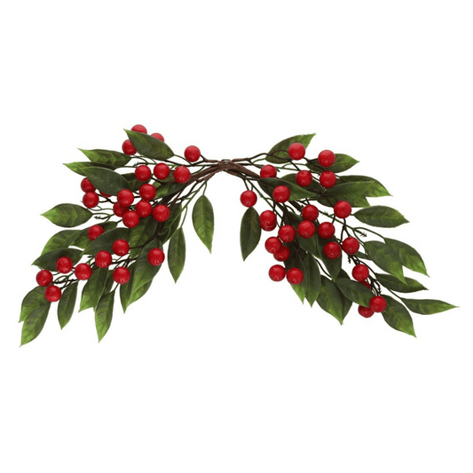 Alpha 55 Branche feuilles vertes & baies rouges – Déco de Noël