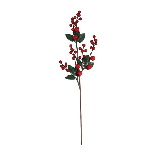 Alpha 55 Branche feuilles vertes & baies rouges – Déco naturelle