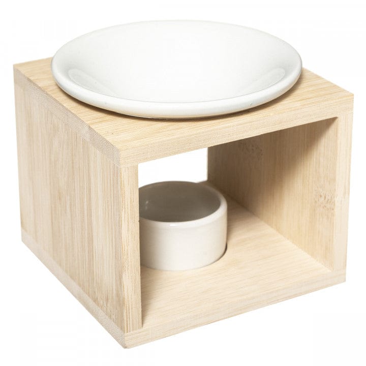 Brûle Parfum en Céramique et Bambou pour cire ou huiles essentielles 12 cm