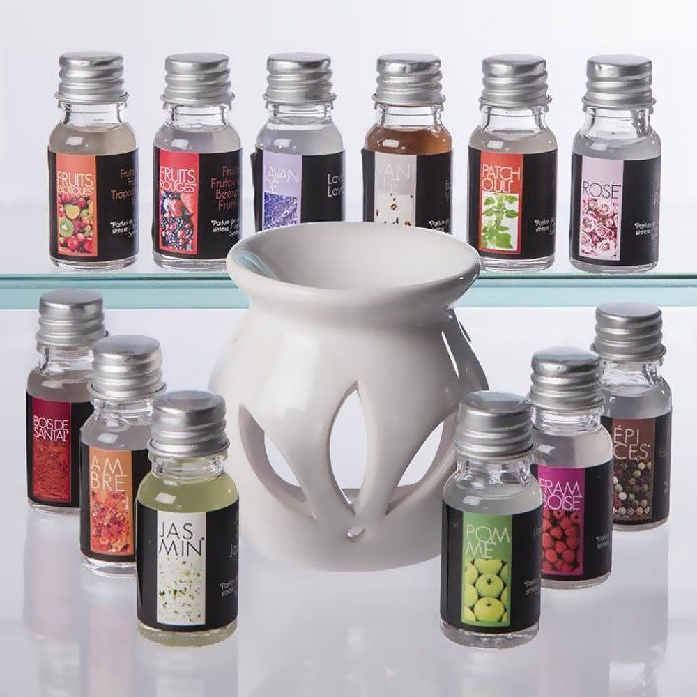 Coffret de 12 huiles 10 ml et brûle parfum