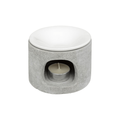Alpha 55 Brûle-Parfum Olia 11 cm Gris en Ciment et Céramique