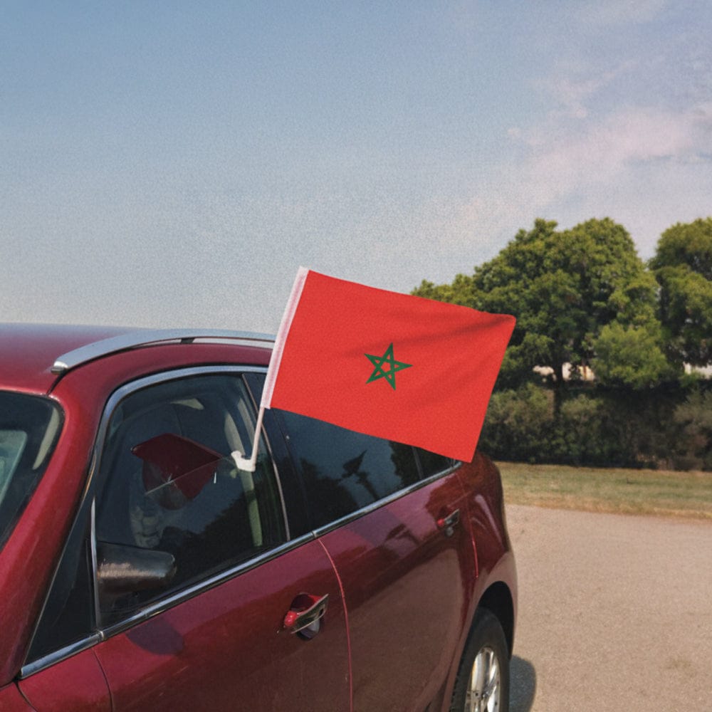 Alpha 55 Cache capot voiture + 2 housses rétro – Blanc + Drapeau Maroc Voiture – Avec Support Résistant gratuit