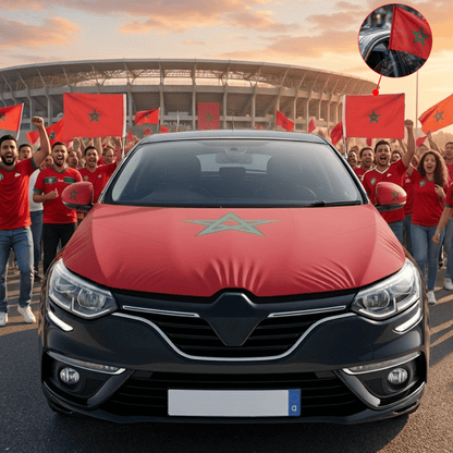 Alpha 55 Cache capot voiture + 2 housses rétro rouges + 2 drapeaux voitures avec support gratuit