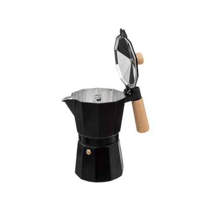 Alpha 55 Cafetière italienne 6 tasses manche bois noir