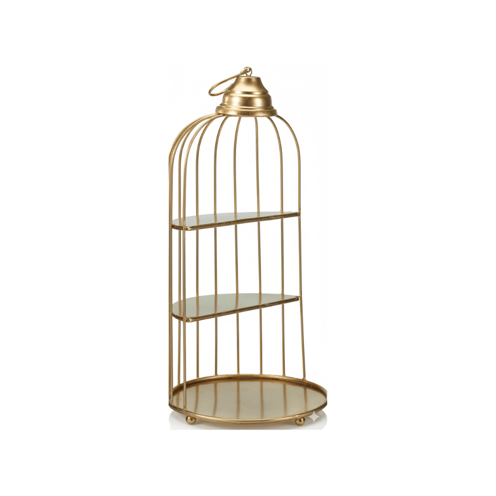 Alpha 55 Cage décorative en métal doré 3 niveaux