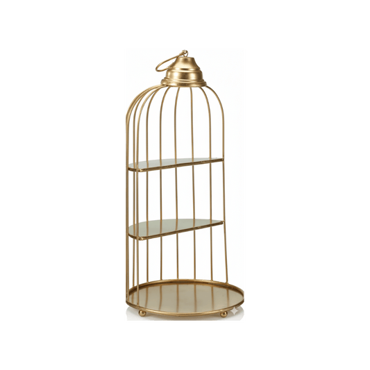 Alpha 55 Cage décorative en métal doré 3 niveaux