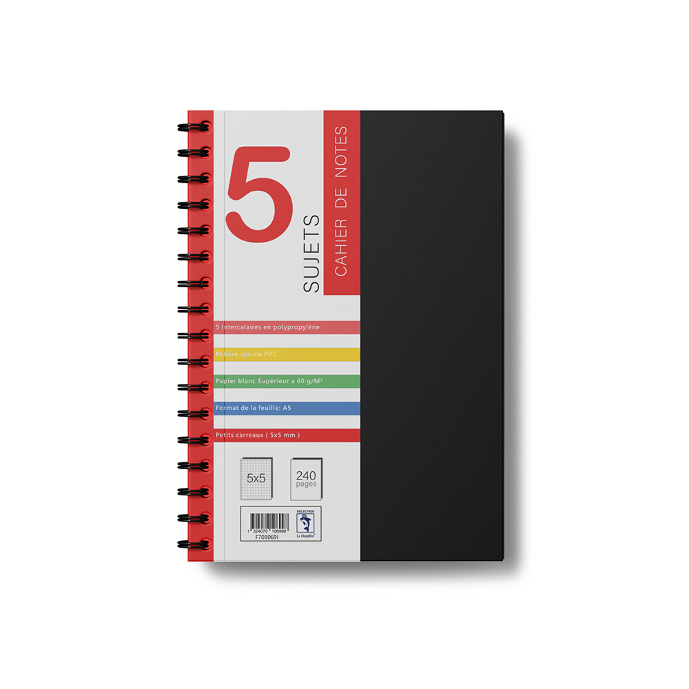 Alpha 55 Cahier polypro de 5 sujets 17x22, 240p