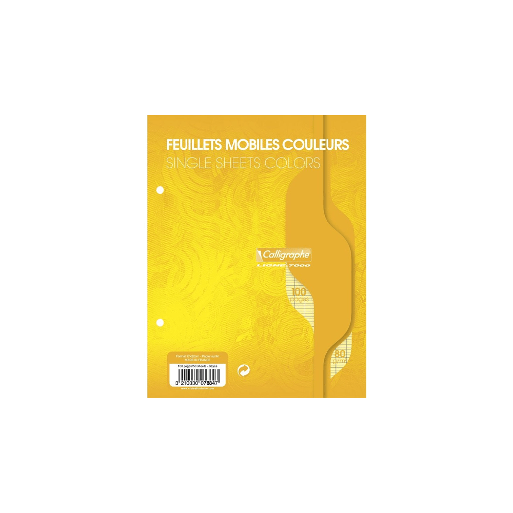 Alpha 55 Calligraphe 7000, Feuillets mobiles 17x22 100 pages, grands carreaux "jaune"