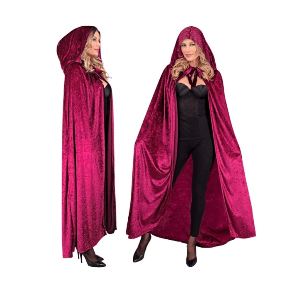 Alpha 55 cape Cape Adulte Velours Bordeaux à Capuche 140 cm