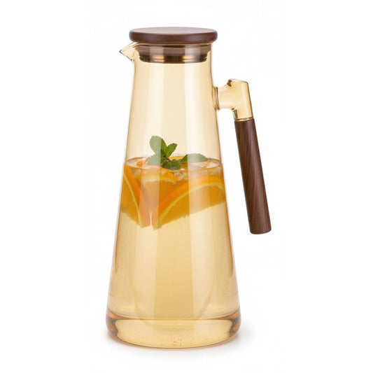 Alpha 55 Carafe Ambre 1,8L - Verre, Couvercle & Poignée en Bambou