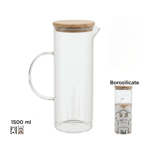 Alpha 55 Carafe borosilicate 1,5L avec couvercle en bambou