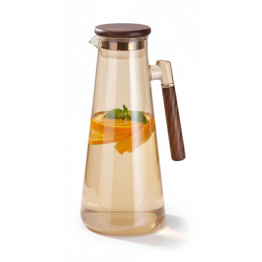 Alpha 55 Carafe en Verre 1,8L - Couvercle et Poignée en Bambou