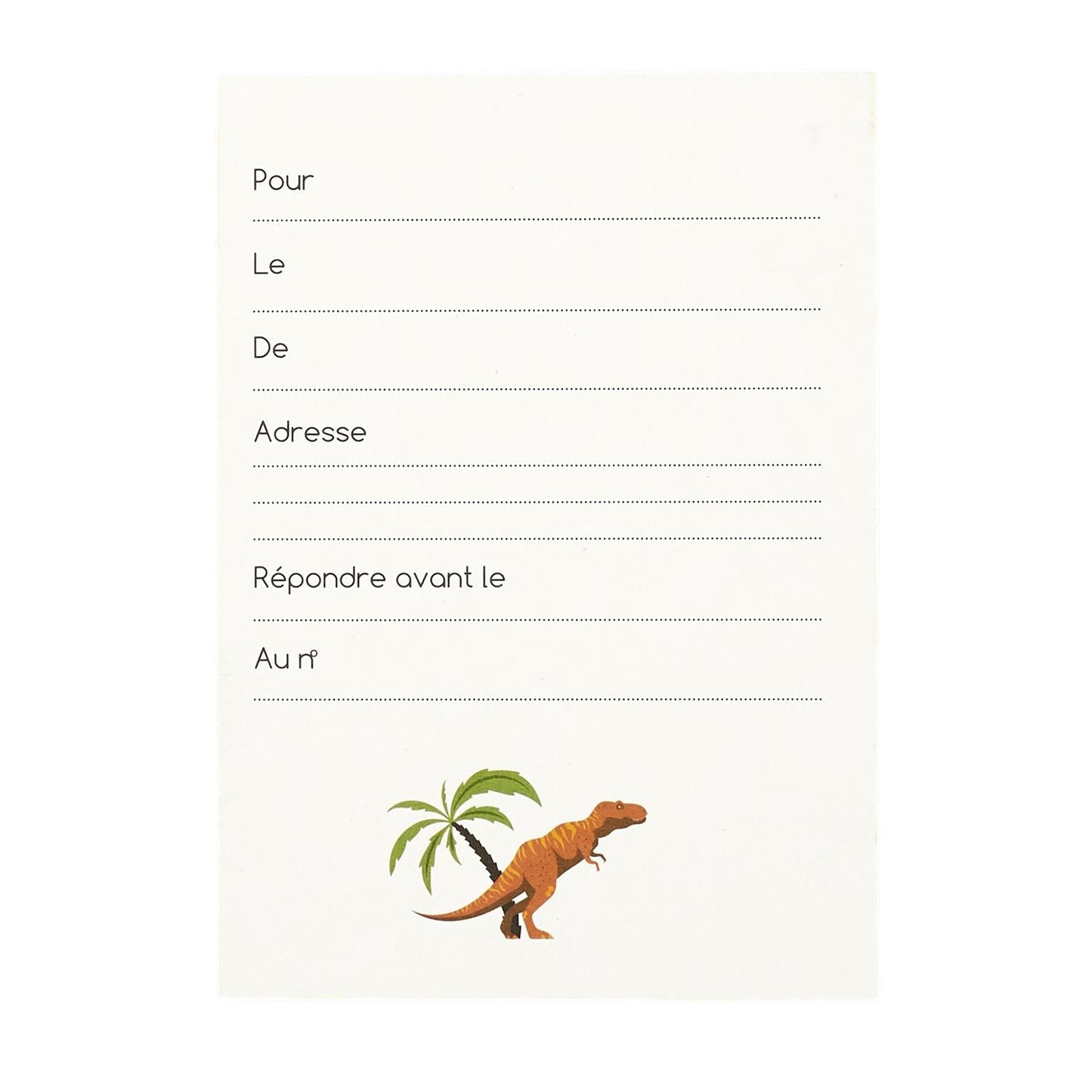 Alpha 55 Carte invitation x6 dinosaure 14x10 cm