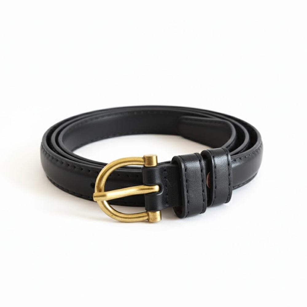 Alpha 55 Ceinture Unie à Boucle Ronde - Accessoire Élégance Femme