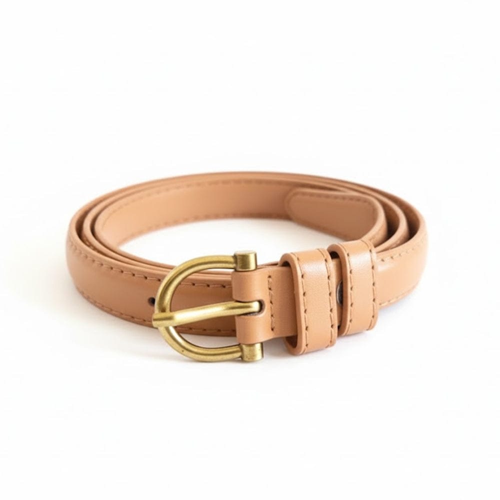 Alpha 55 Ceinture Unie à Boucle Ronde - Accessoire Élégance Femme