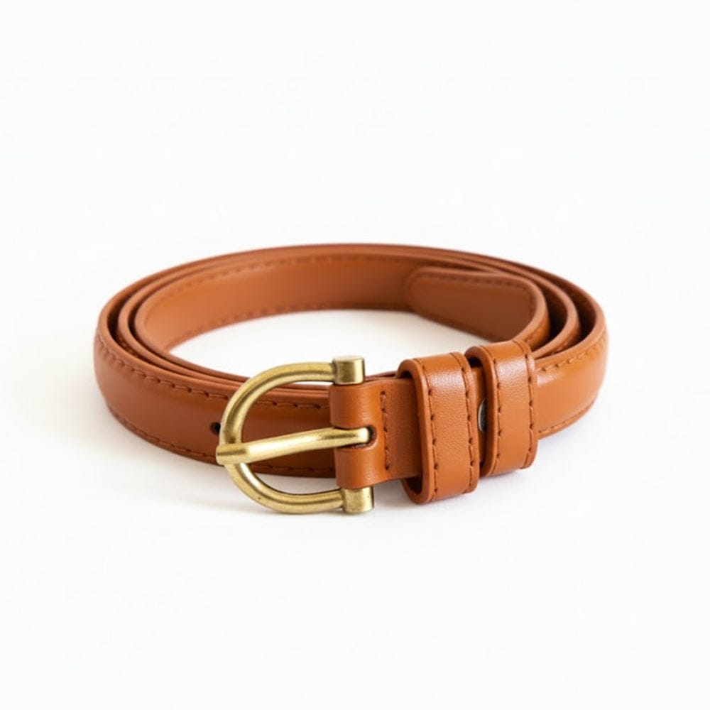 Alpha 55 Ceinture Unie à Boucle Ronde - Accessoire Élégance Femme